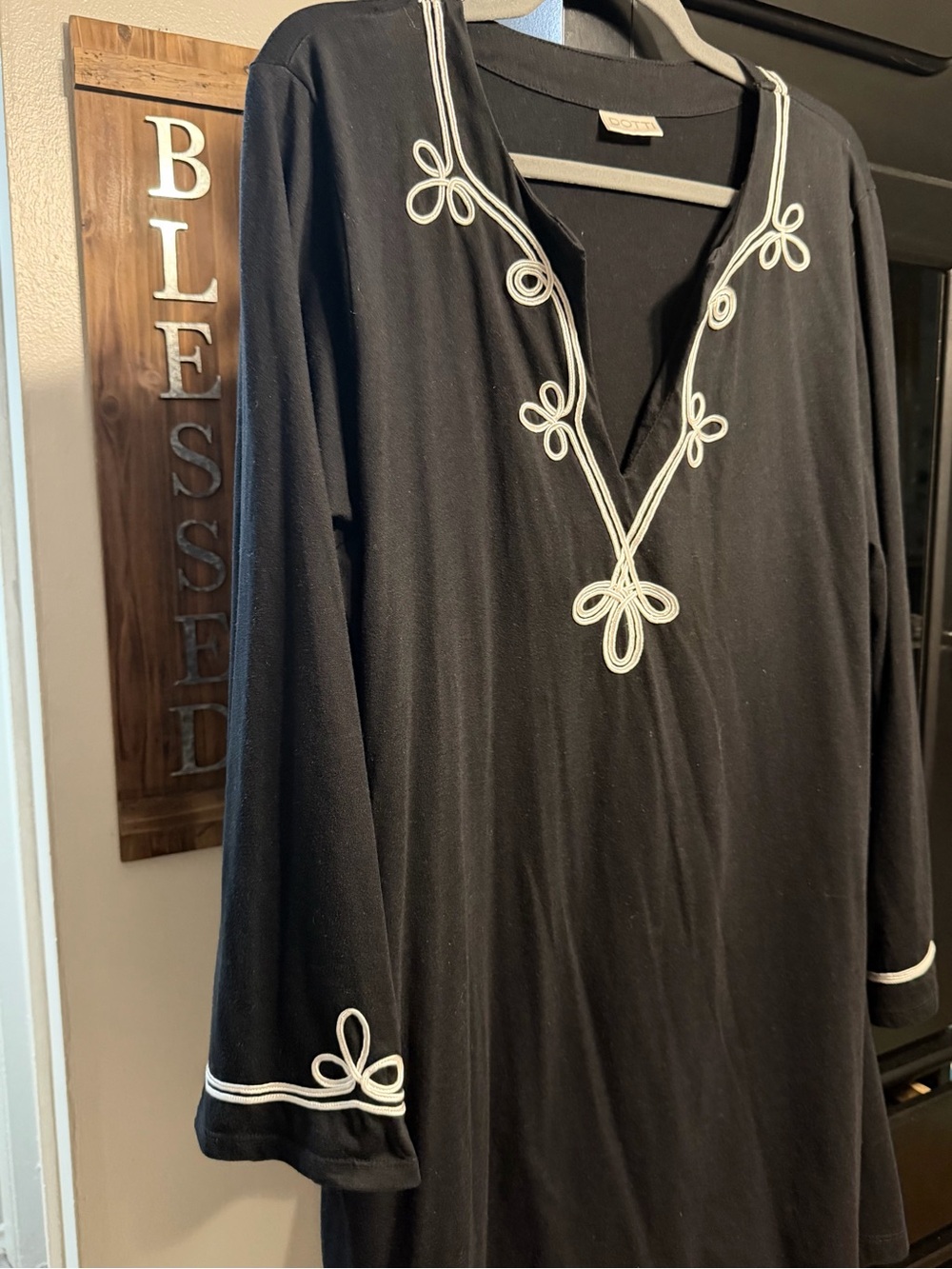 Dotti • Moroccan-Inspired Swimsuit Cover-Up/ Summer Dress • Black/White, Size L